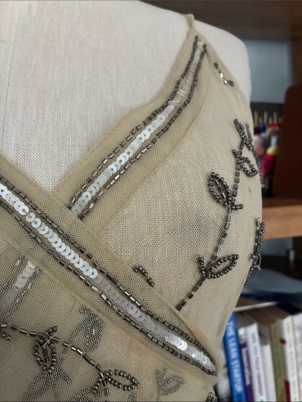 Free People Sheer Embroidered Slip Dress in Champagne - Picture 3 of 8